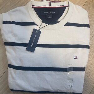 Tommy Hilfiger Beige and Navy Striped Sweater